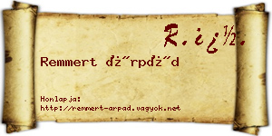 Remmert Árpád névjegykártya